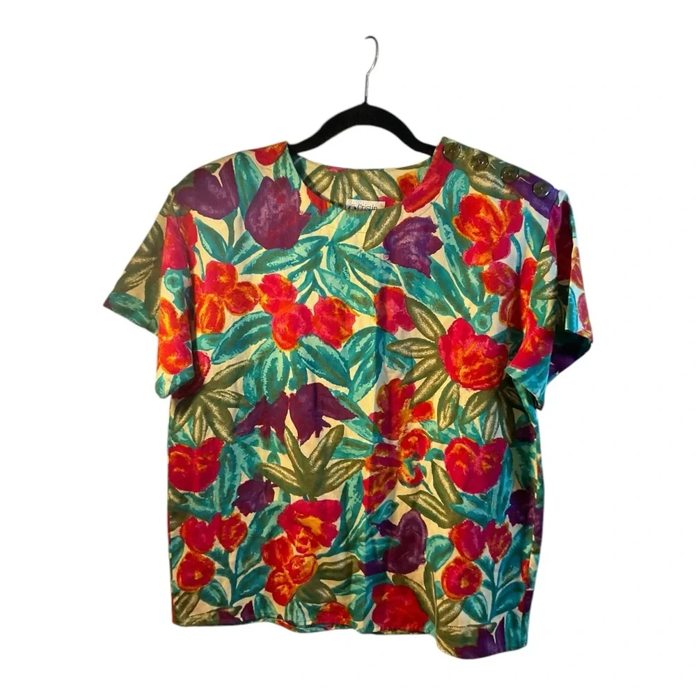 Cristin Stevens Women’s Vintage Multicolor Floral Top and Shorts Set Size M - Picture 3 of 15